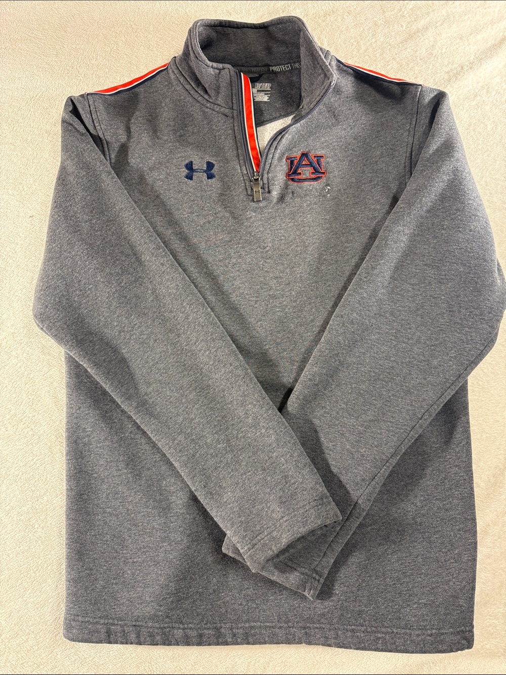 Under Armour Auburn Gray Men’s Quarter-Zip with Orange and Blue Trim
